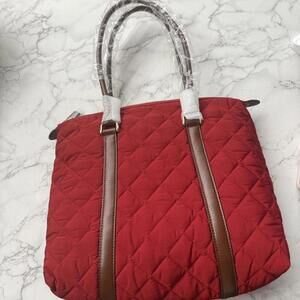 NWT Talbots quilted red tote bag